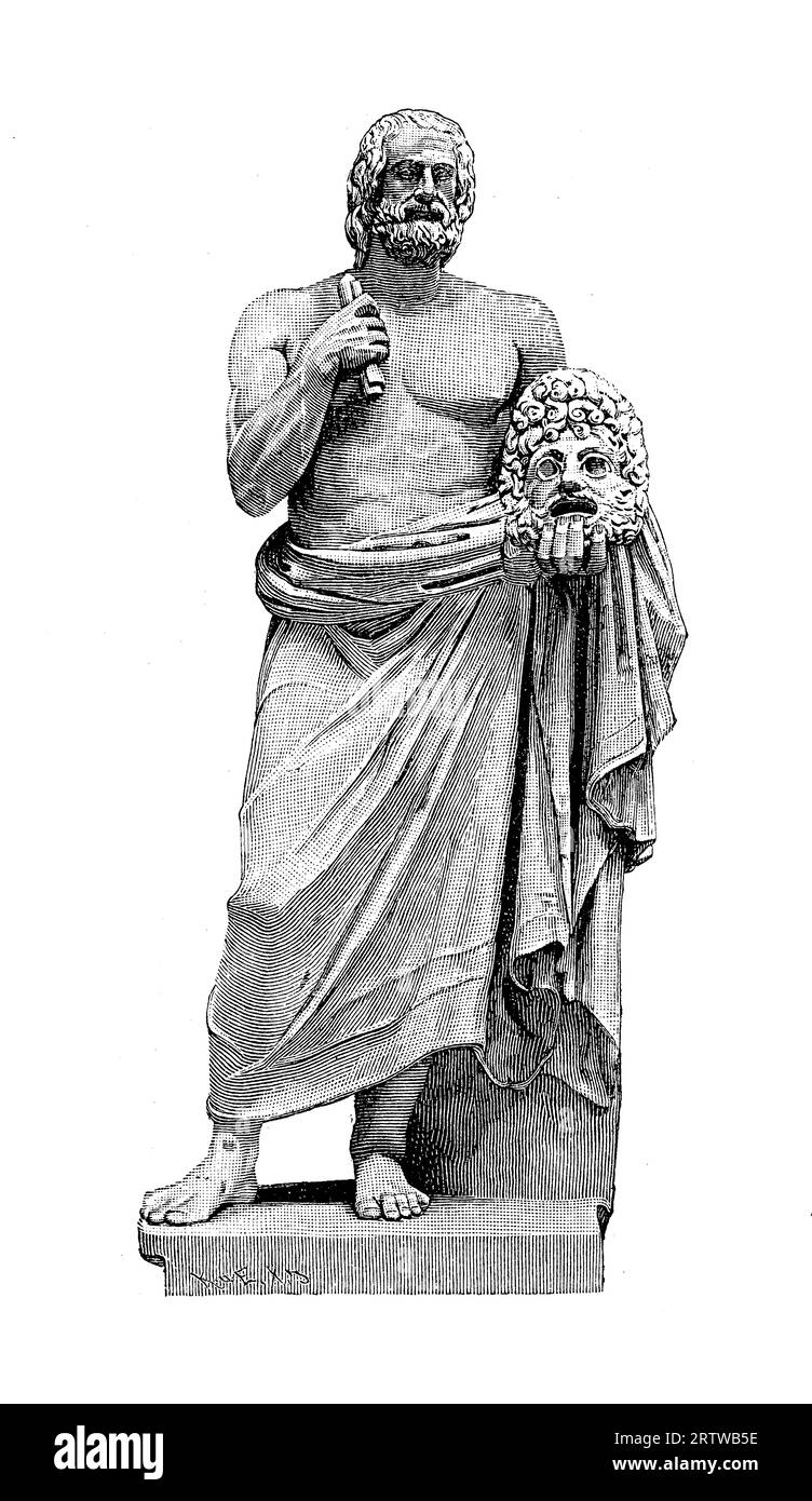 Euripides (ca. 480-406 v. Chr.) bekannter altgriechischer Dramatiker und Dramatiker. Neben Aeschylus und Sophokles gilt er als einer der drei großen Tragödien des klassischen Athen. Stockfoto