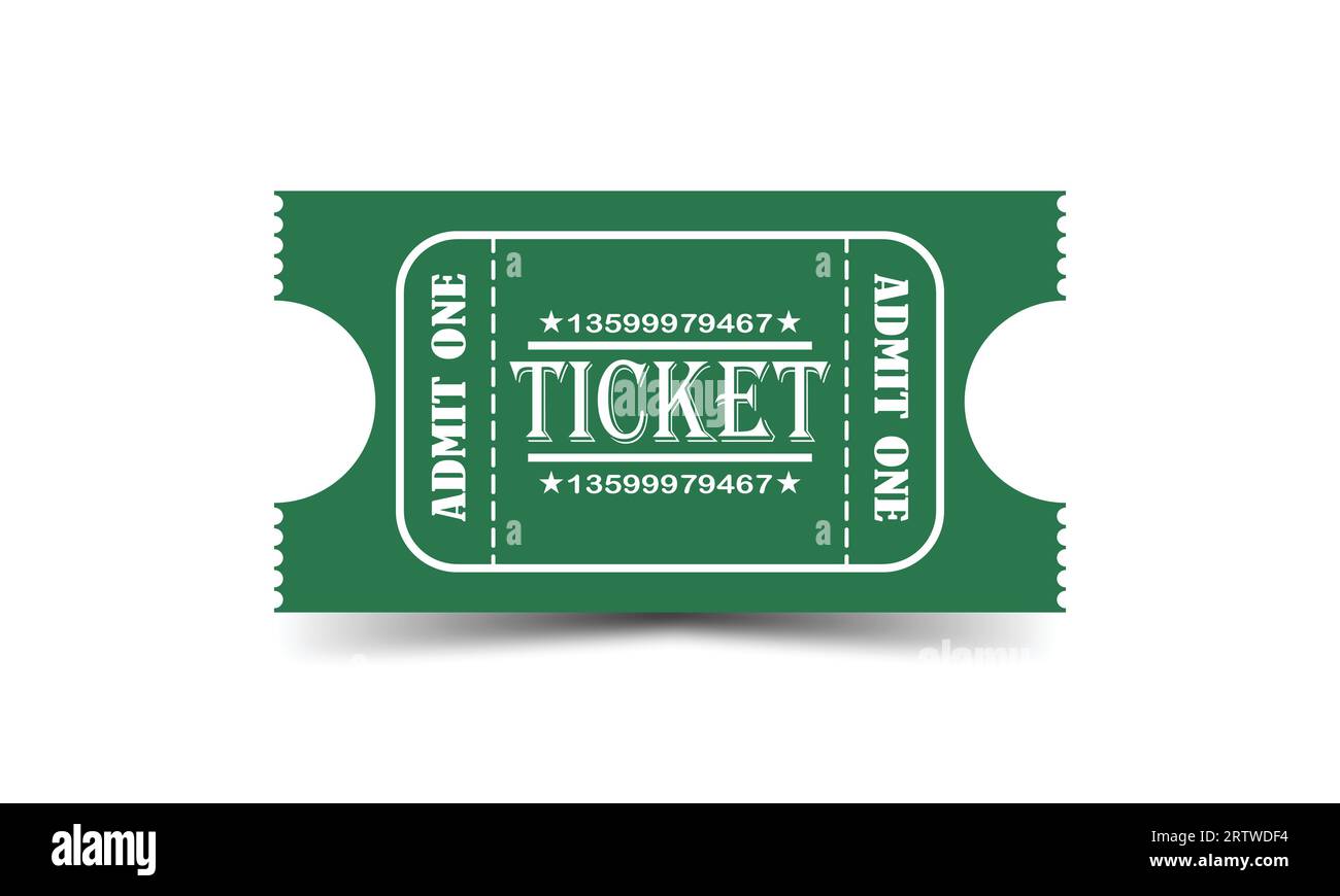 Grün: Lassen Sie ein Ticket auf weißem Hintergrund zu. Vektorillustration. Gut für Kino, Theater, Konzert, Performance, Party, Veranstaltung, Festival. Stock Vektor