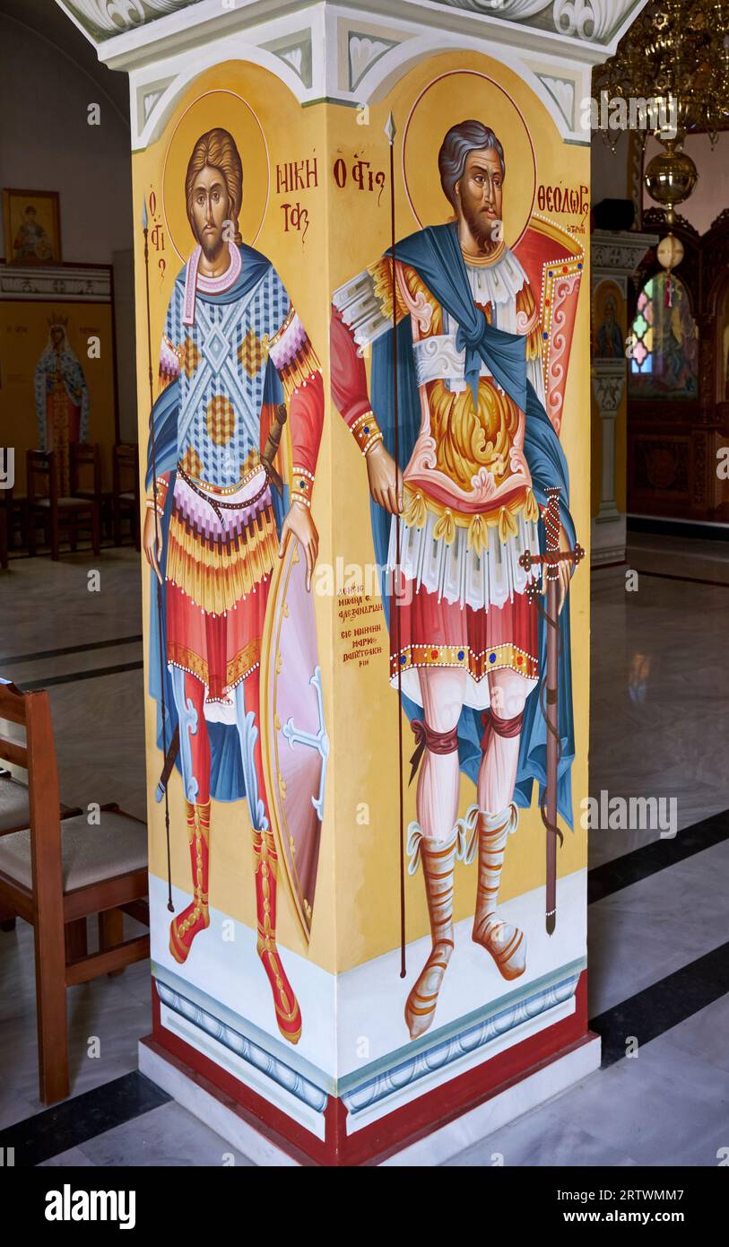 Gemälde von Heiligen, die Kirche der Verklärung des Erlösers, Dorf Piskopiano, Griechenland Stockfoto