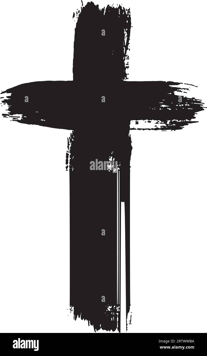 Grunge Cross christlicher religiöser Vektor-Ikone Stock Vektor