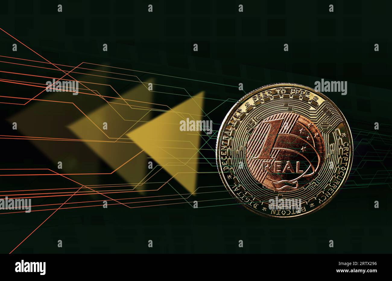 Real X oder DREX, brasilianische digitale Währung, brasilianische digitale Bitcoin-Währung von der Zentralbank von Brasilien, verwendet als digitale Version des Bra Stockfoto