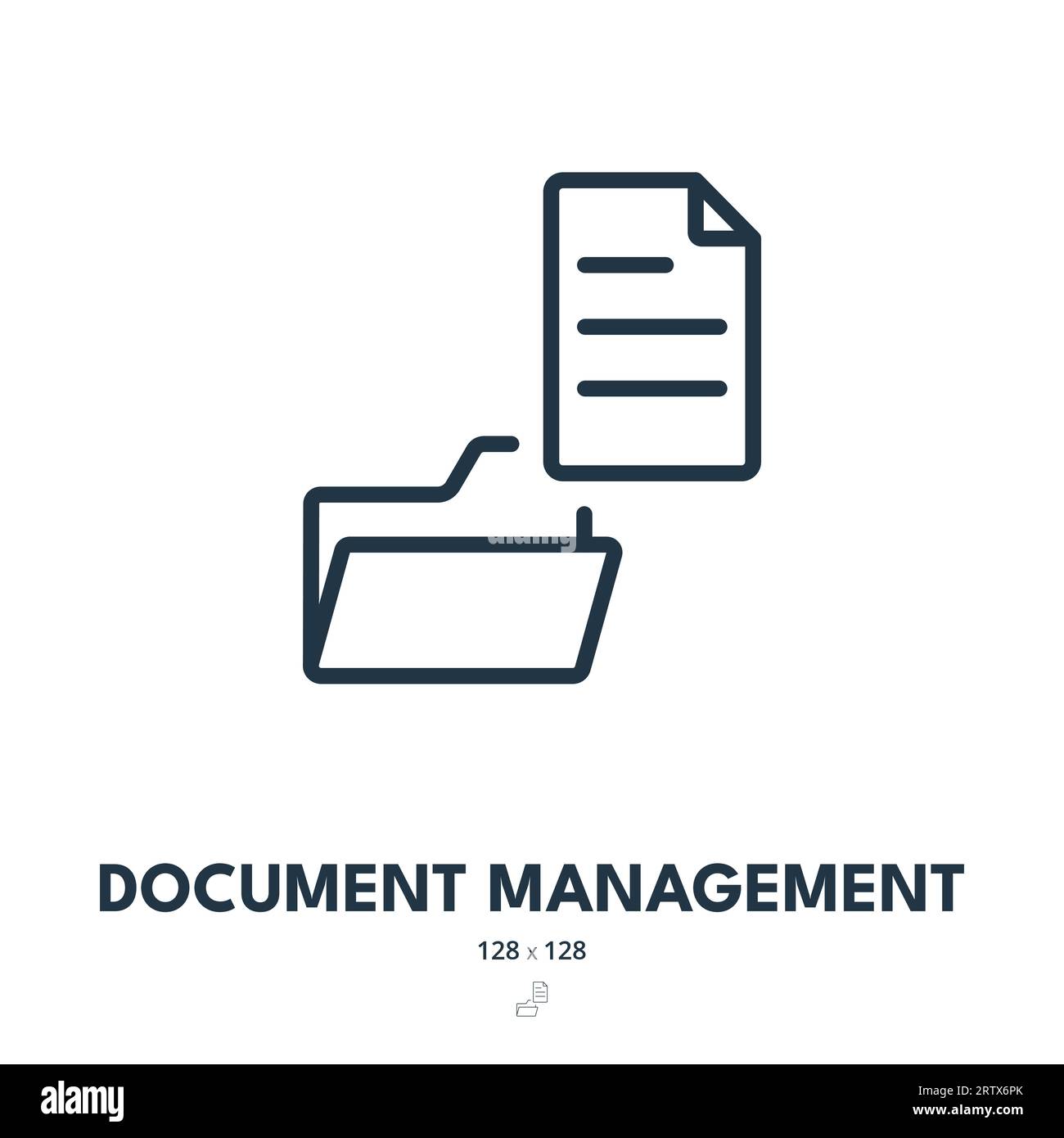 Symbol "Dokumentverwaltung". Archivierung, Papierkram, Workflow. Bearbeitbare Kontur. Symbol „Einfacher Vektor“ Stock Vektor