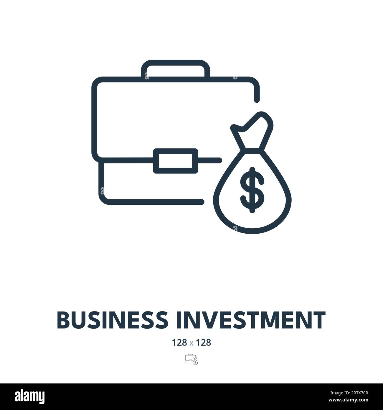 Symbol „Geschäftsinvestition“. Fonds, Investor, Finanzierung. Bearbeitbare Kontur. Symbol „Einfacher Vektor“ Stock Vektor
