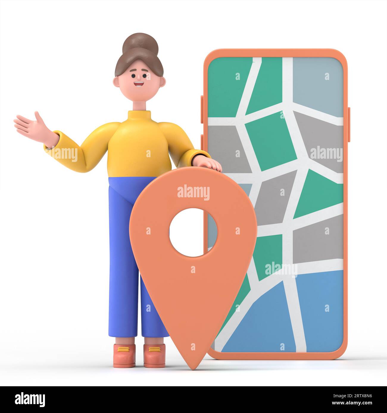 3D-Darstellung des Geschäftskonzepts von Zeichentrickfiguren. Die Menschen sitzen in verschiedenen Positionen, halten Werkzeuge und machen Bewegungen. Karrierematerial.3D-Rendering Stockfoto