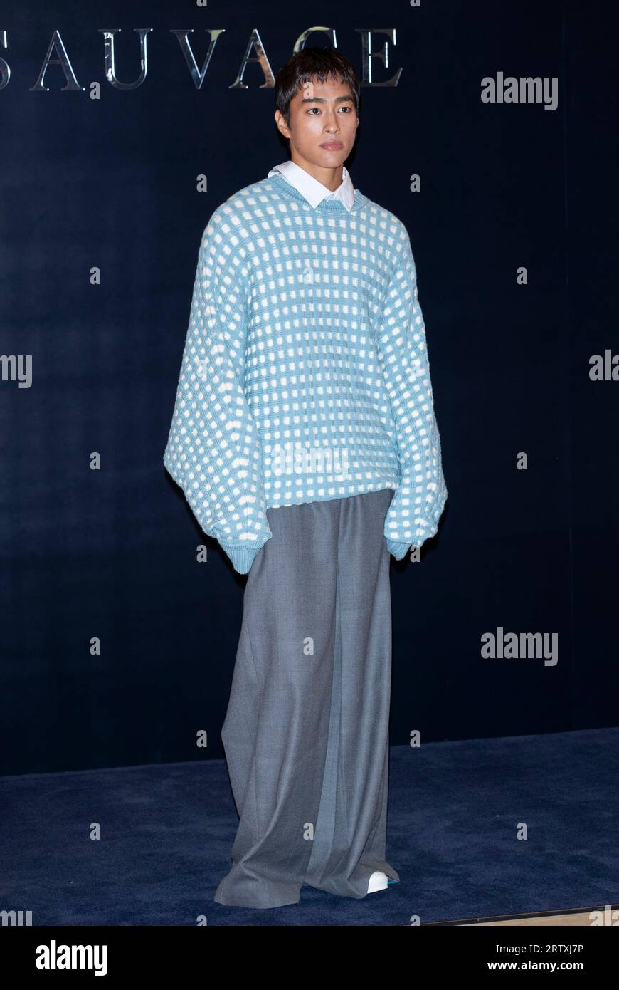 15. September 2023 – Seoul, Südkorea: Das südkoreanische Model Hong Tae-jun nimmt am 15. September 2023 an einem Fototermin für die Eröffnung des Christian Dior Beauty, Dior Sauvage Pop-up Store in Seoul Teil. (Foto: Lee Young-ho/SIPA USA) Stockfoto