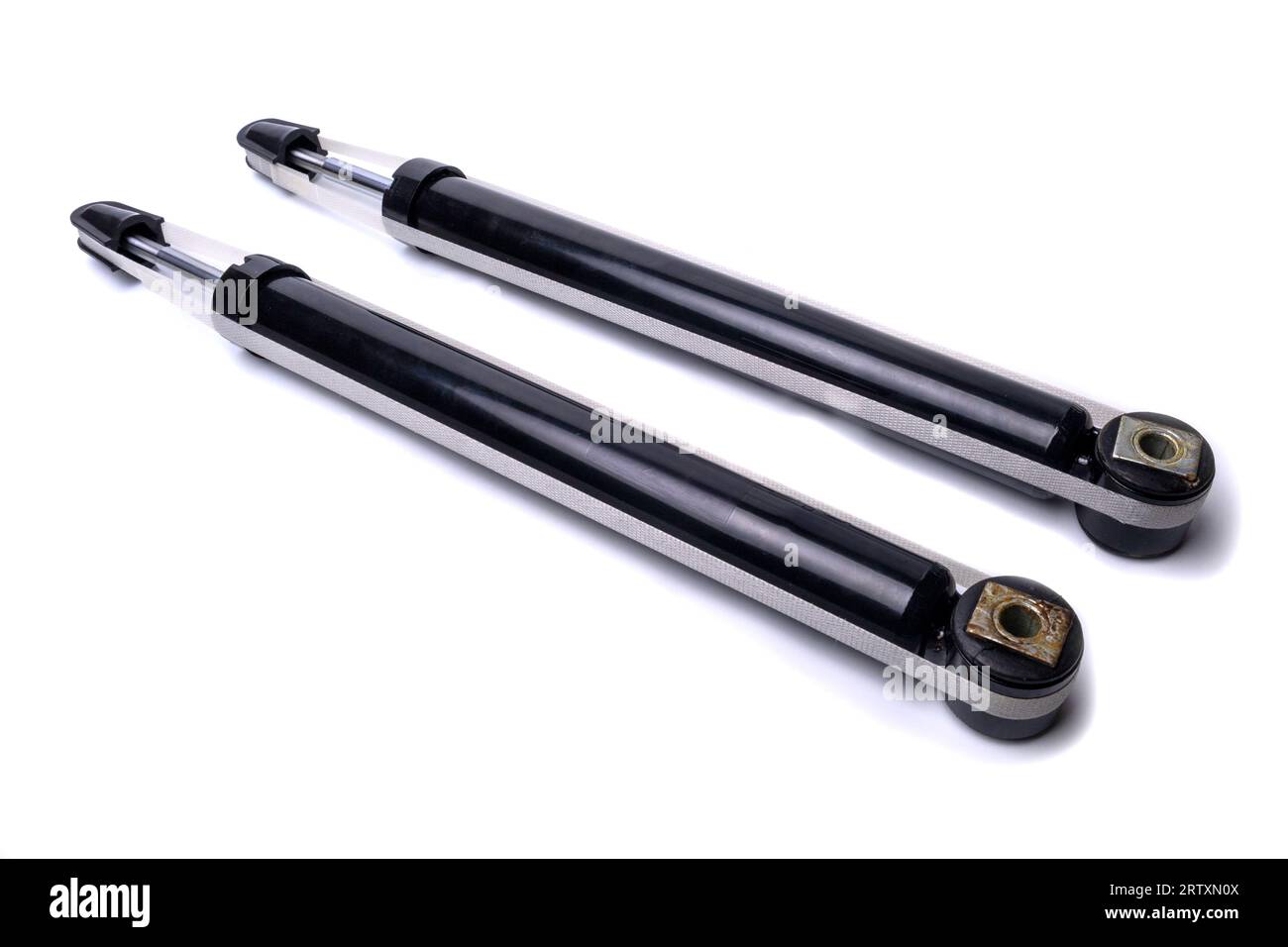 Autostoßdämpfer auf weiß. Stockfoto