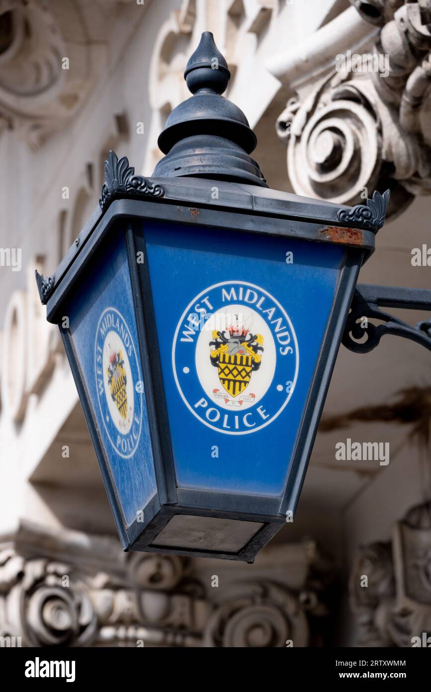 West Midlands Police Lamp, Digbeth Polizeistation, Birmingham, Großbritannien Stockfoto