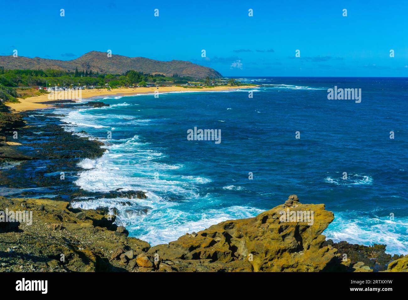 Sandstrand an der Südküste von Oahu in Hawaii. Es ist bekannt für seine ausgezeichneten Möglichkeiten zum Bodyboarden und Surfen durch Landpause und Constant Stockfoto