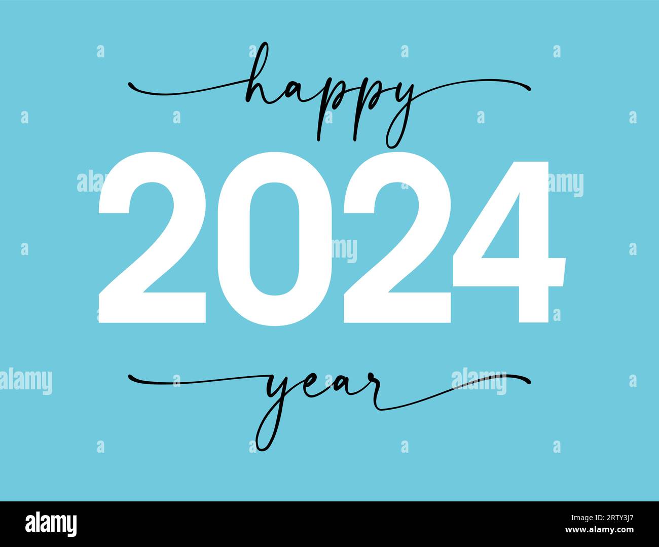 Ein glückliches neues Jahr 2024. Moderne Typographie. Design der Kalenderabdeckung. Logo mit 20 24 Ziffern. Social-Media-Konzept für den Post. Reklametafeln Stock Vektor