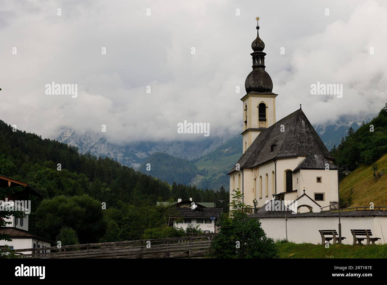 Kirche in Ramsau im Berchtesgadener Land Stockfoto