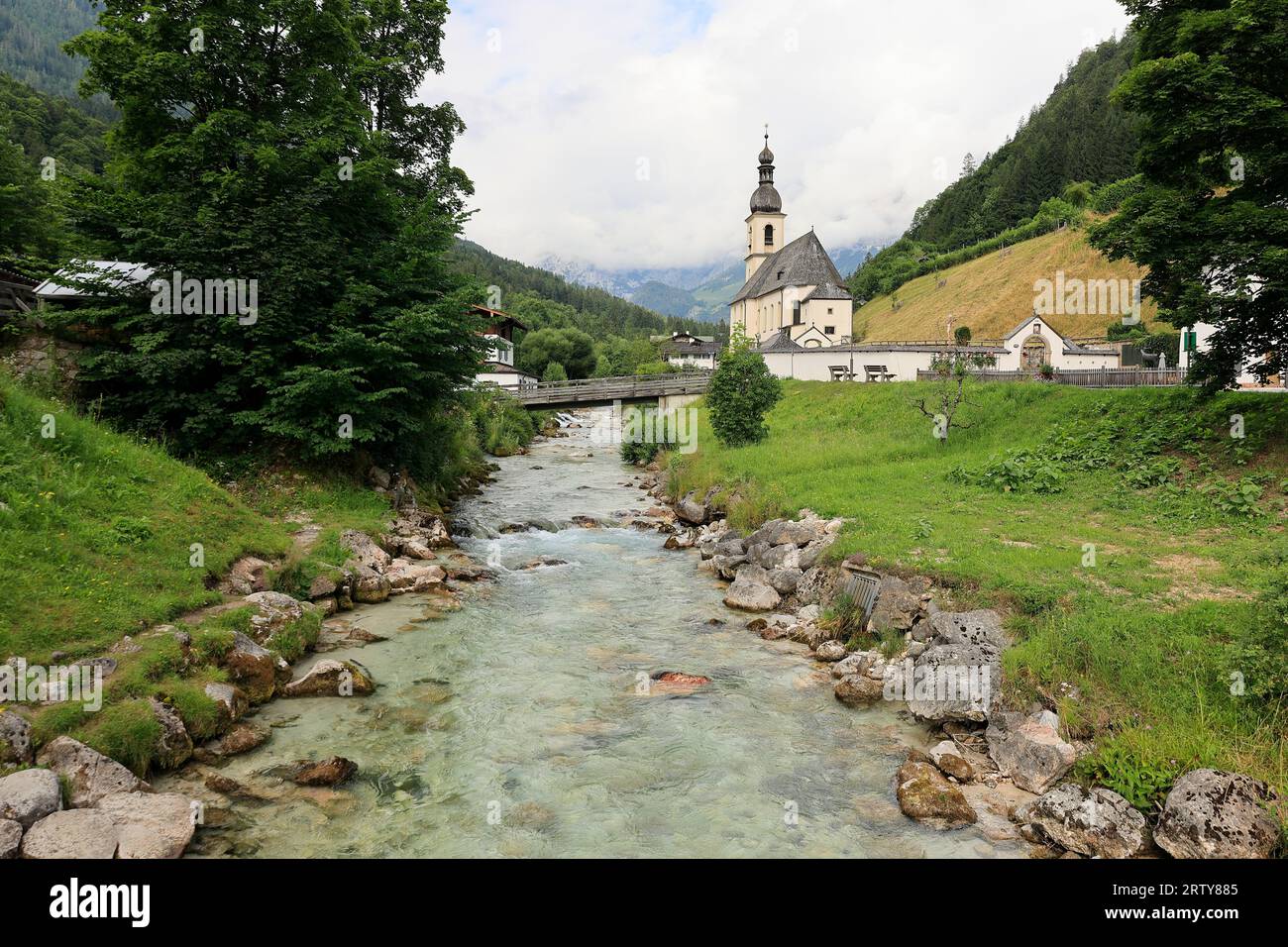 Kirche in Ramsau im Berchtesgadener Land Stockfoto