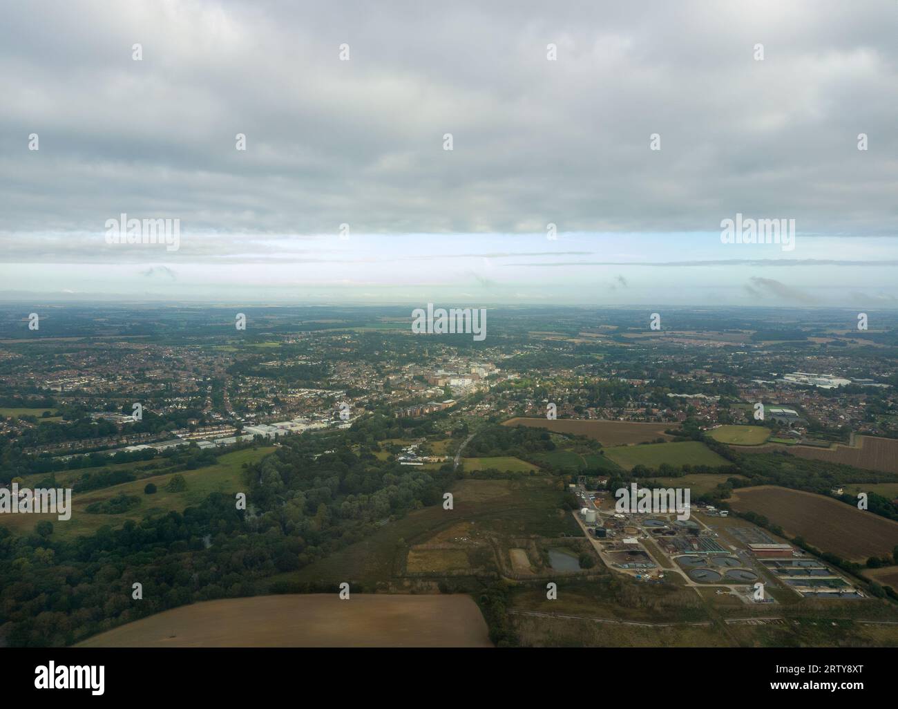 Eine Luftaufnahme von Bishops Stortford in Hertfordshire, Großbritannien Stockfoto
