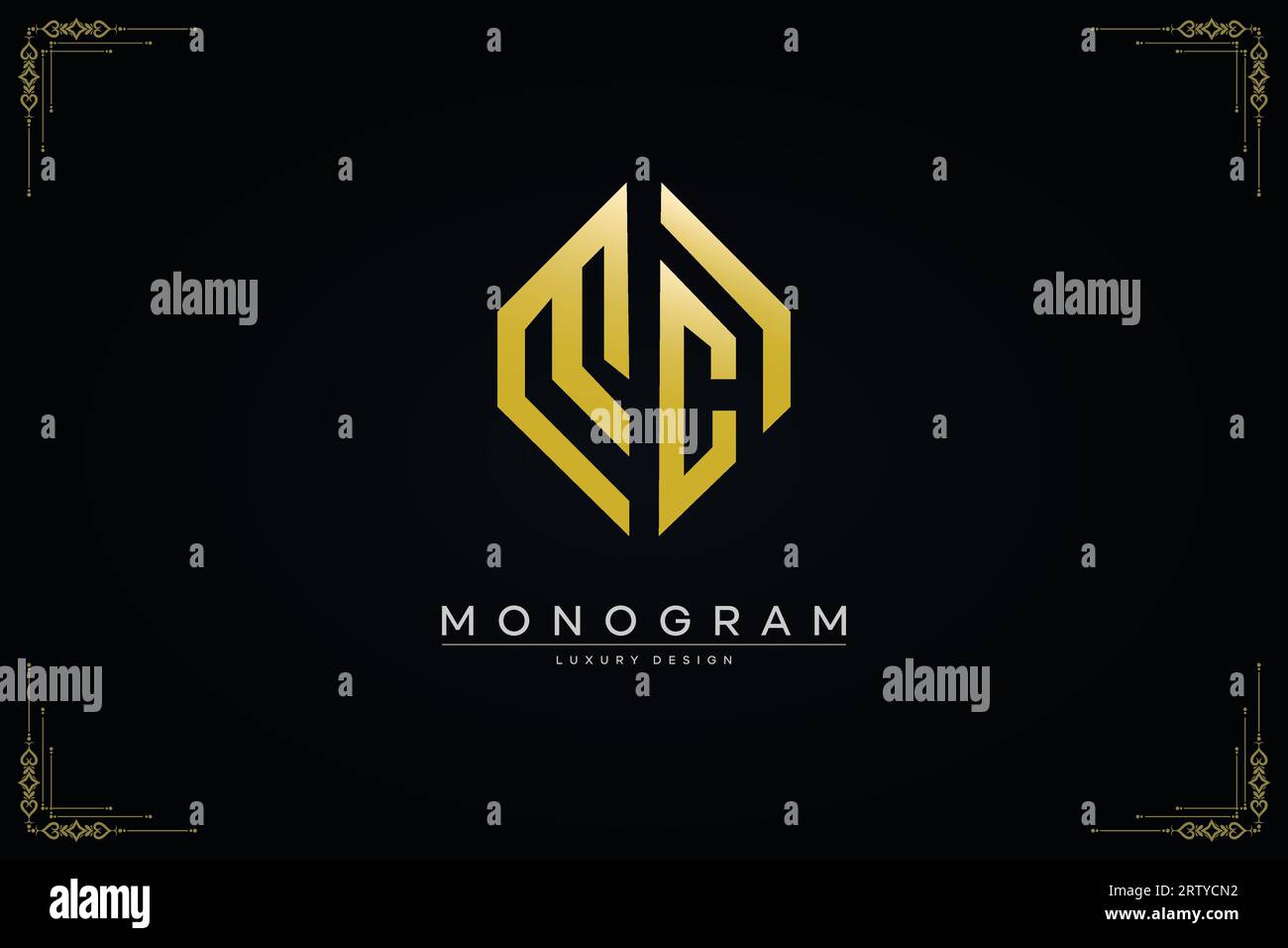 Luxuriöses Letter MC-Logo mit goldener Design-Vorlage in Form eines sechseckigen Vektors Stock Vektor