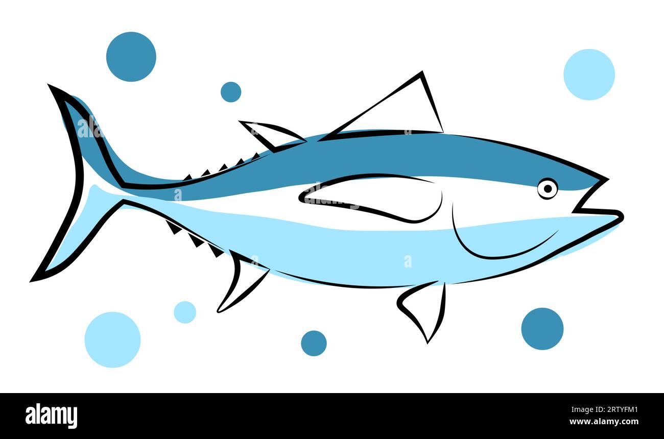 Thunfisch auf weißem Hintergrund Stock Vektor