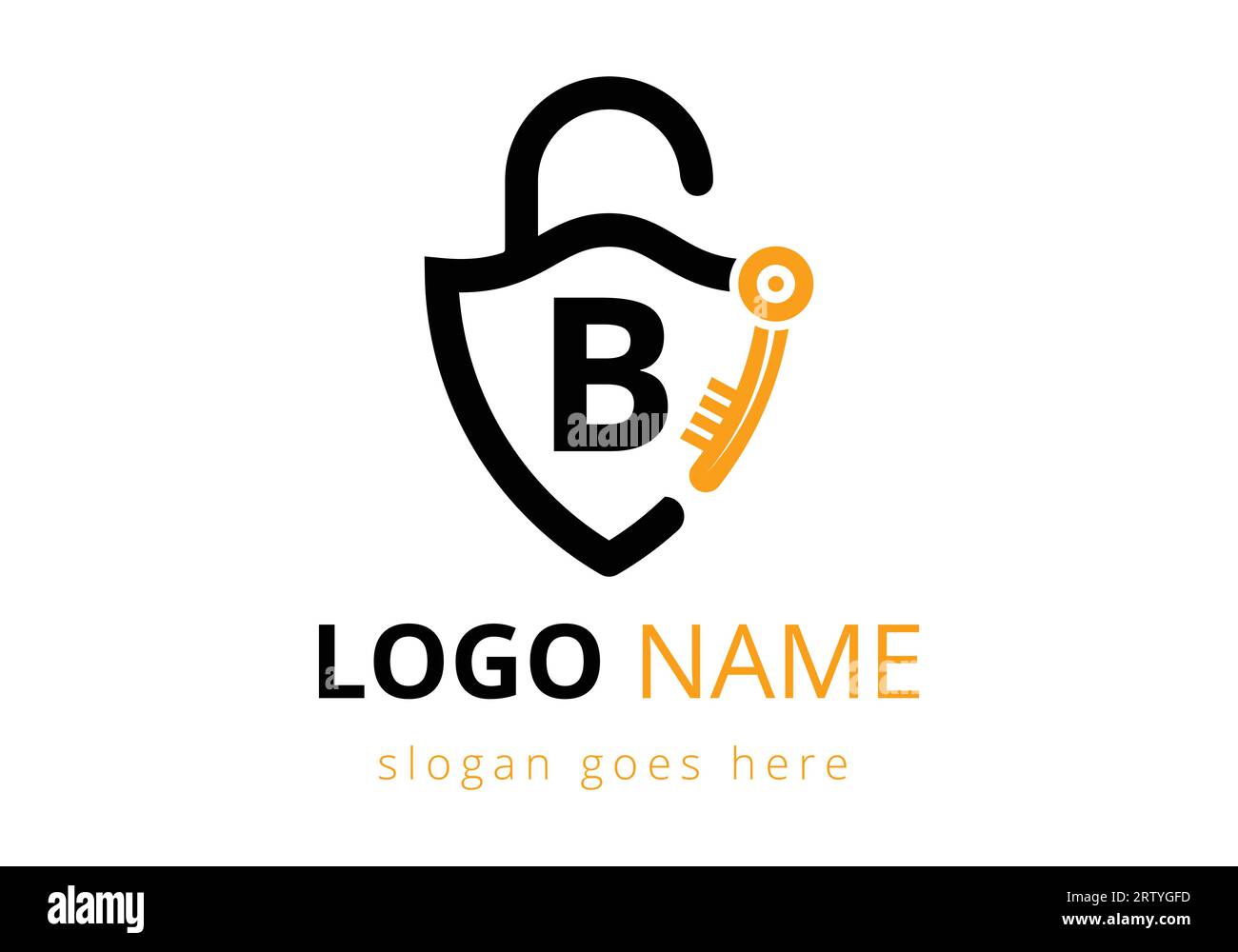Das Logo des Buchstabens B wird mit dem Schlüssel des Hausschließfachs kombiniert. Vektorillustration des Logozeichensymbols Stock Vektor