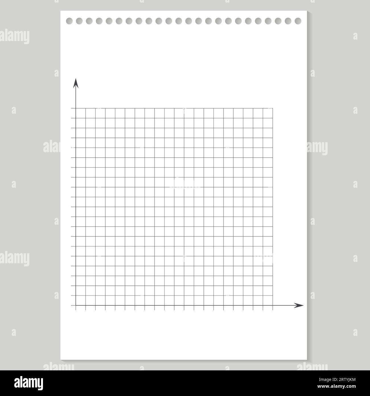 Rasterpapier. Mathematisches Diagramm. Kartesisches Koordinatensystem mit x-Achse, y-Achse. Quadratischer Hintergrund mit farbigen Linien. Geometrisches Muster für die Schule Stock Vektor