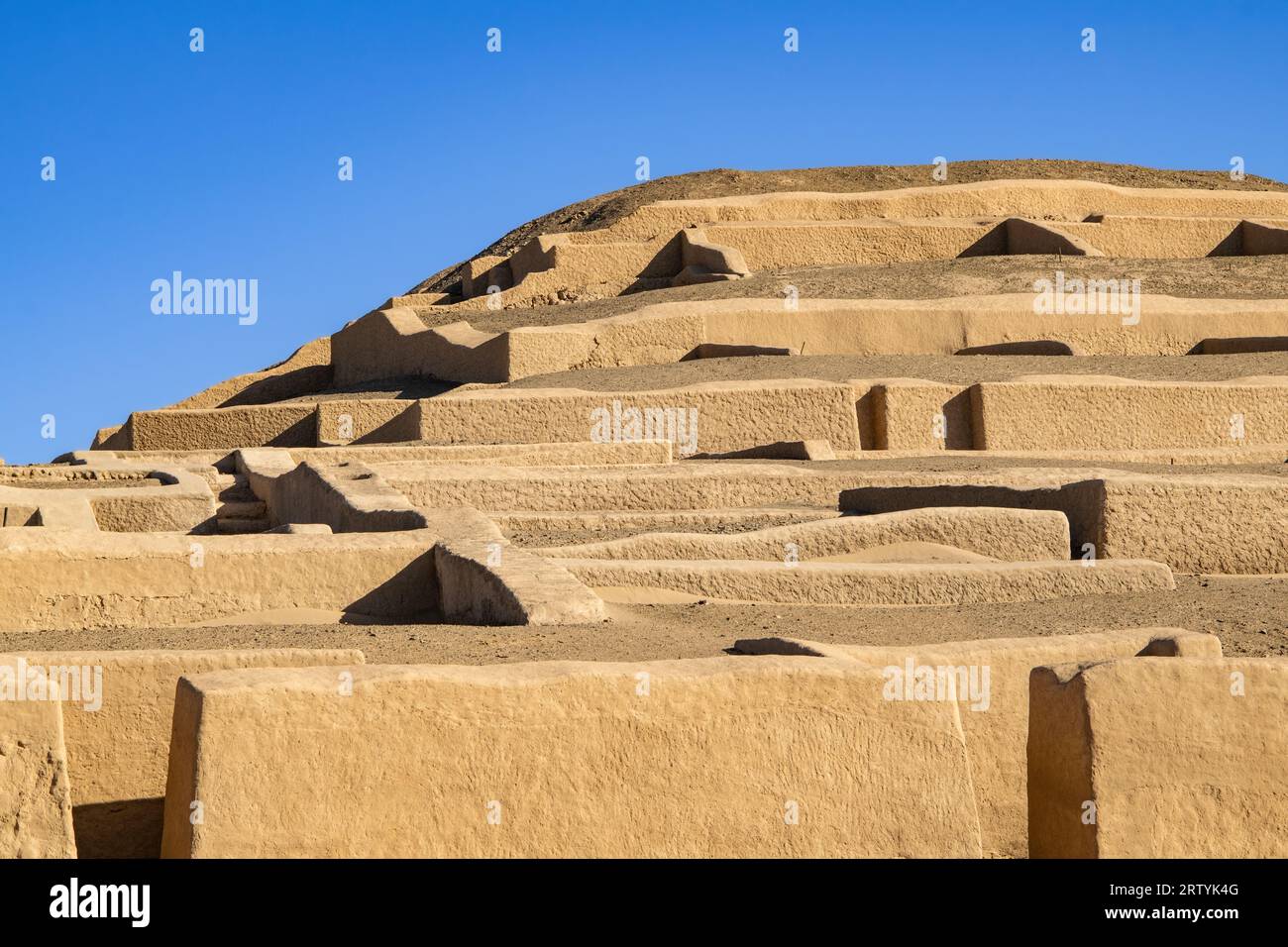 Blick auf Cahuachi, ein zeremonielles Zentrum der Nazca-Kultur Stockfoto