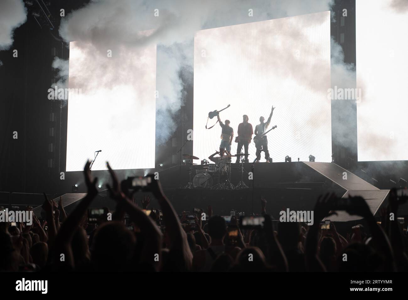 Nottingham, UK, 15. September 2023, Charlie Simpson, Matt Willis und James Bourne von Busted treten in nottingham in der Motorpoint Arena in nottingham auf, als Teil der Tour zum 20. Jahrestag der Bands Stockfoto
