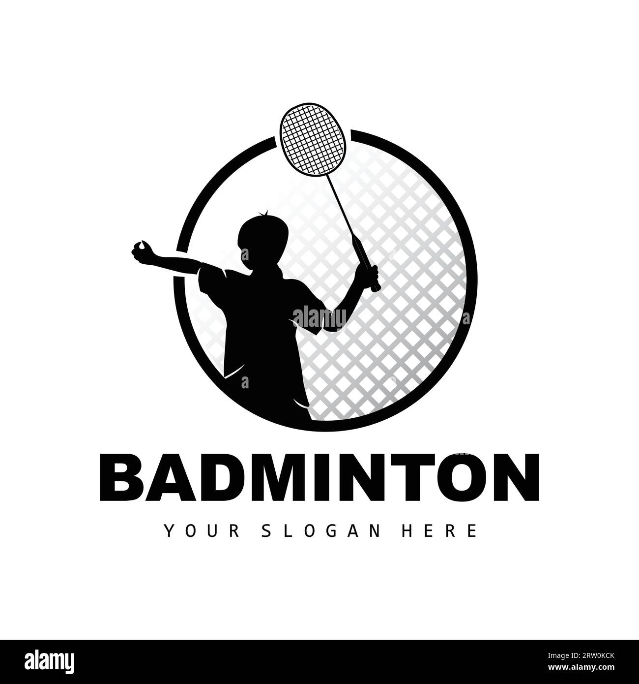 Badminton Logo, Sport Branch Design, Vector Abstract Badminton Players Silhouette Kollektion Stock Vektor