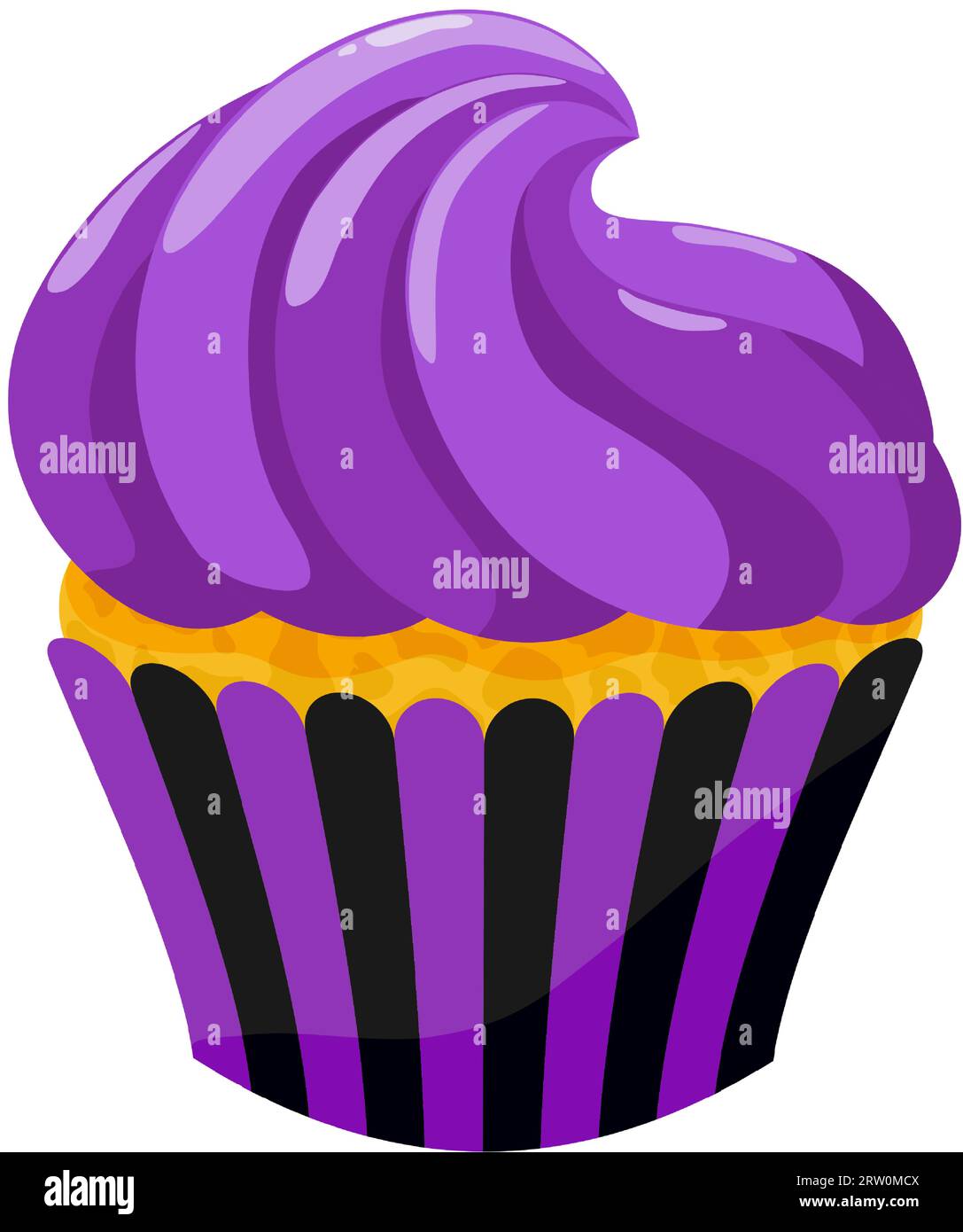 Violetter Blaubeer-Cupcake mit Creme. Süße Weihnachtsgebäck. Vektorillustration. Stock Vektor