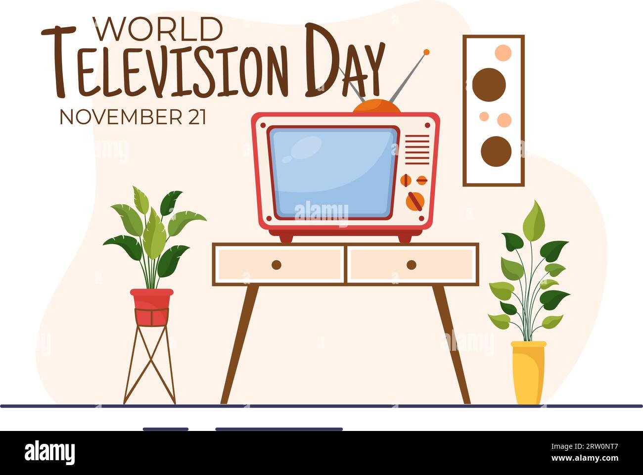 World Television Day Vector Illustration am 21. november mit TV für Web Banner oder Poster in Flat Cartoon Hintergrund Design Stock Vektor
