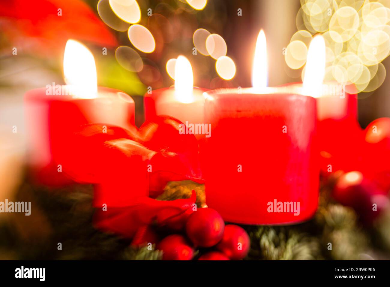 Adventskranz für den 4. Advent, Adventskranz für den 4. Advent Stockfoto