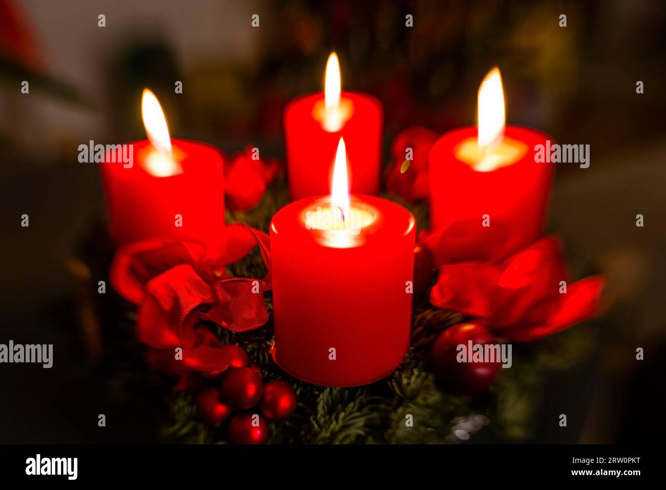 Adventskranz für den 4. Advent, Adventskranz für den 4. Advent Stockfoto