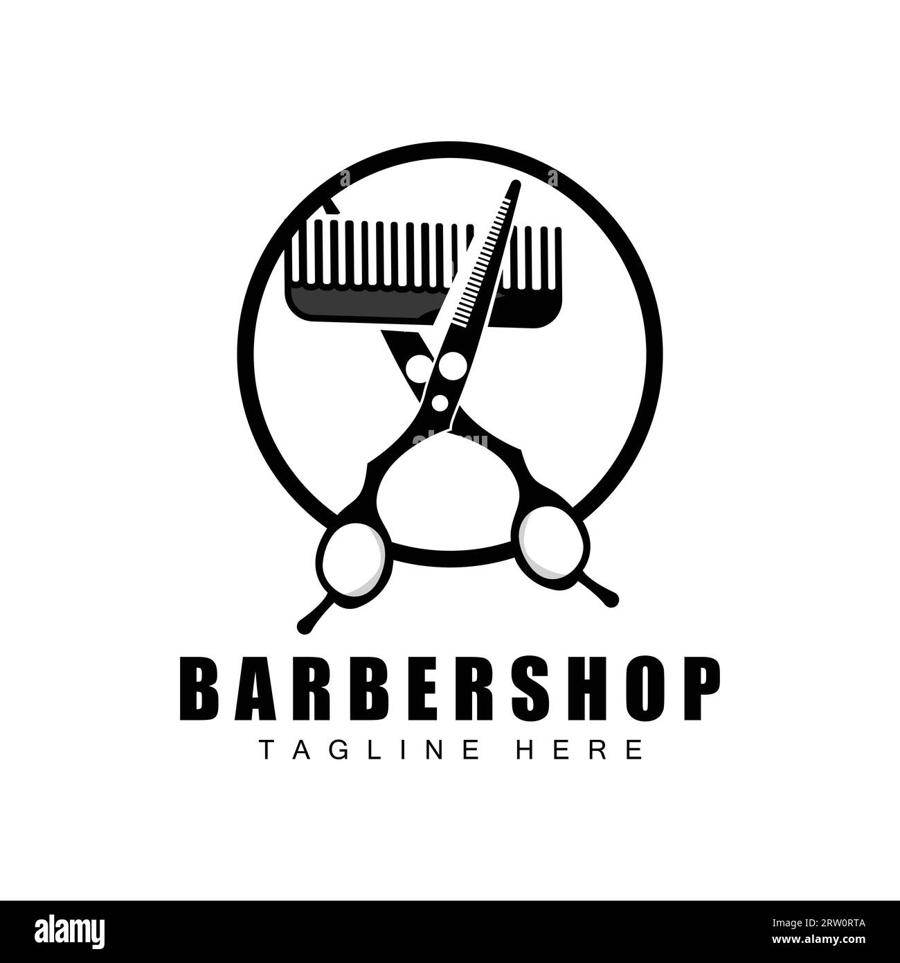 Schere Logo Design, Friseur Rasierer Vektor, Babershop Schere Marke Illustration Stock Vektor