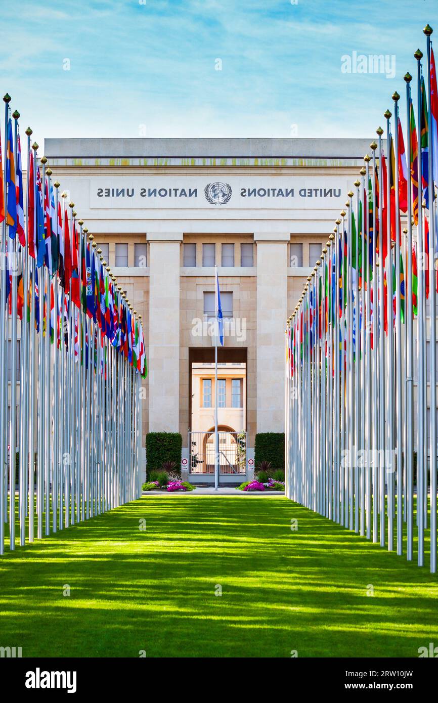 Büro der Vereinten Nationen in Genf oder Unog ist im Palais des Nations in Genf in der Schweiz Stockfoto