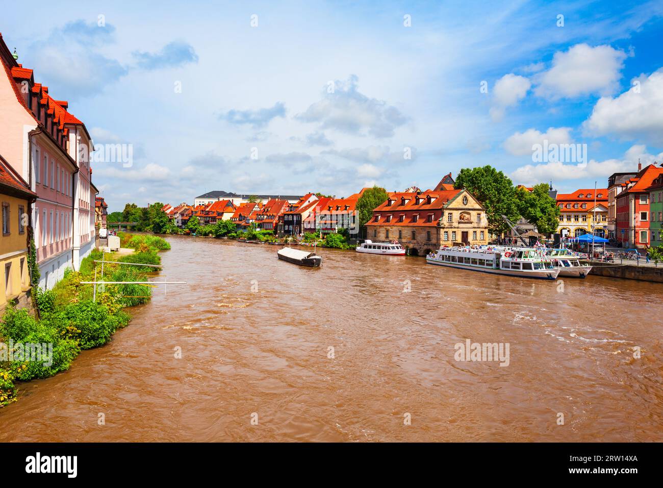 Klein-Venedig oder Klein-Venedig ist ein Fischerhaus an der Regnitz in der Bamberger Altstadt. Bamberg ist eine Stadt an der Regnitz in Oberfranken, Stockfoto