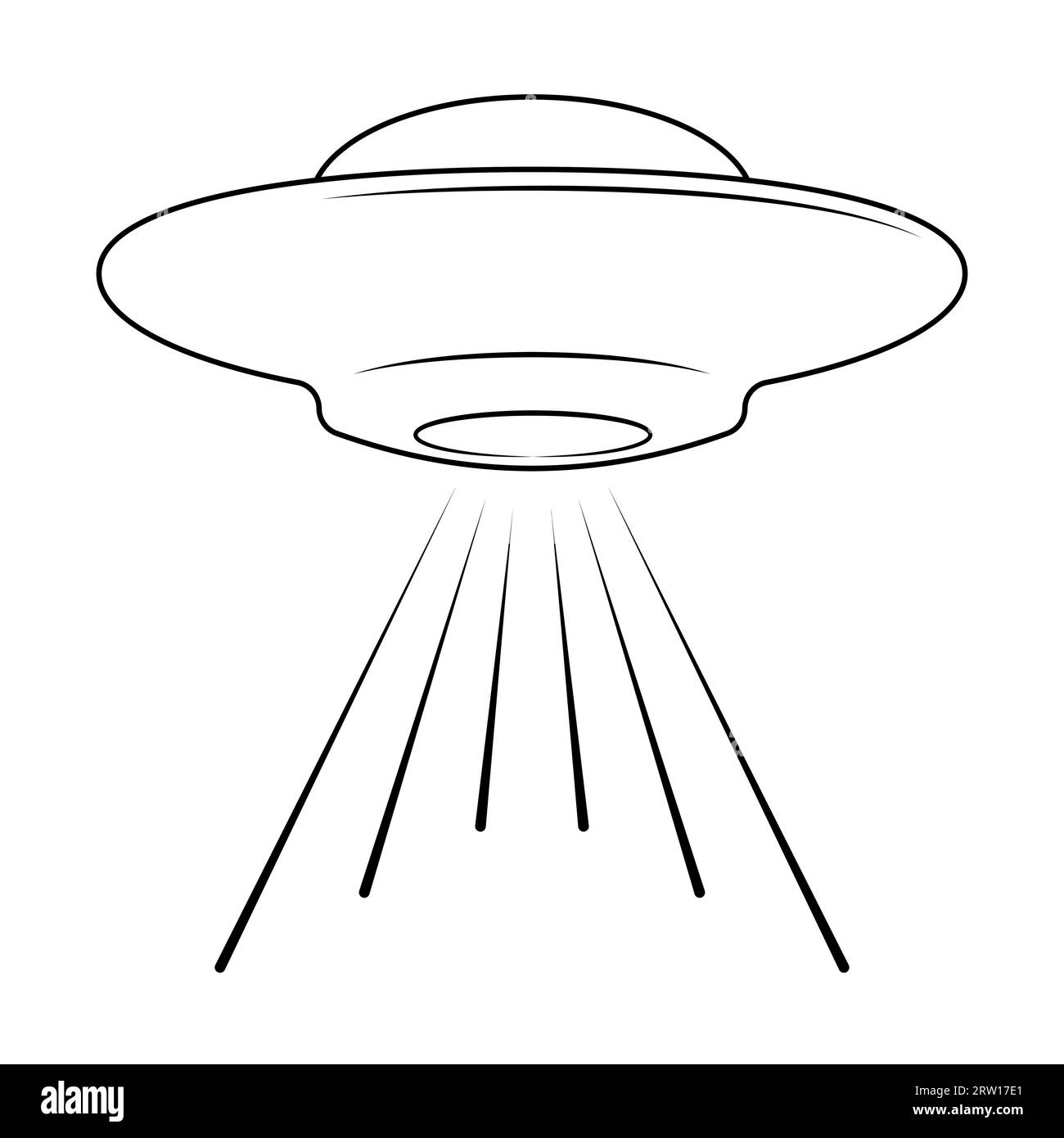 Alien fliegende Untertasse Ufo-Rochen, Ufo-Symbol, das Alien-Invasion warnt Stock Vektor