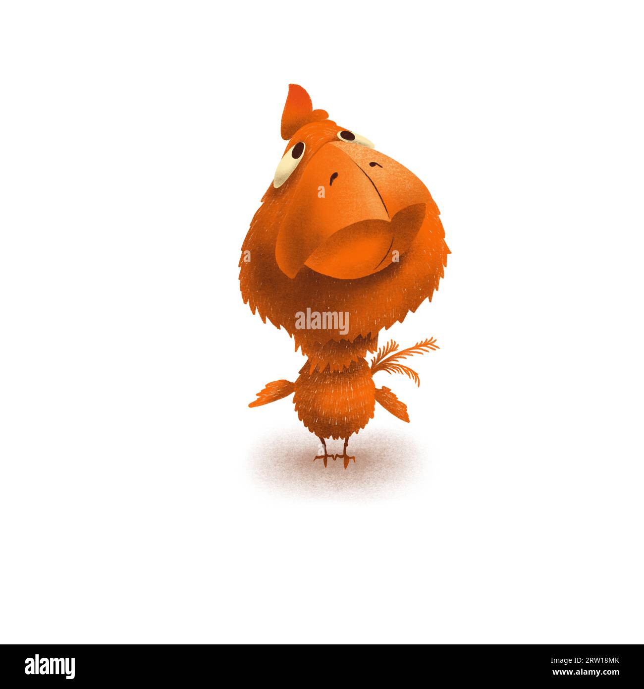 Rotes Hahnsymbol mit lustigem Logo. Vogelcharakter isoliert auf weißem Hintergrund. Stockfoto