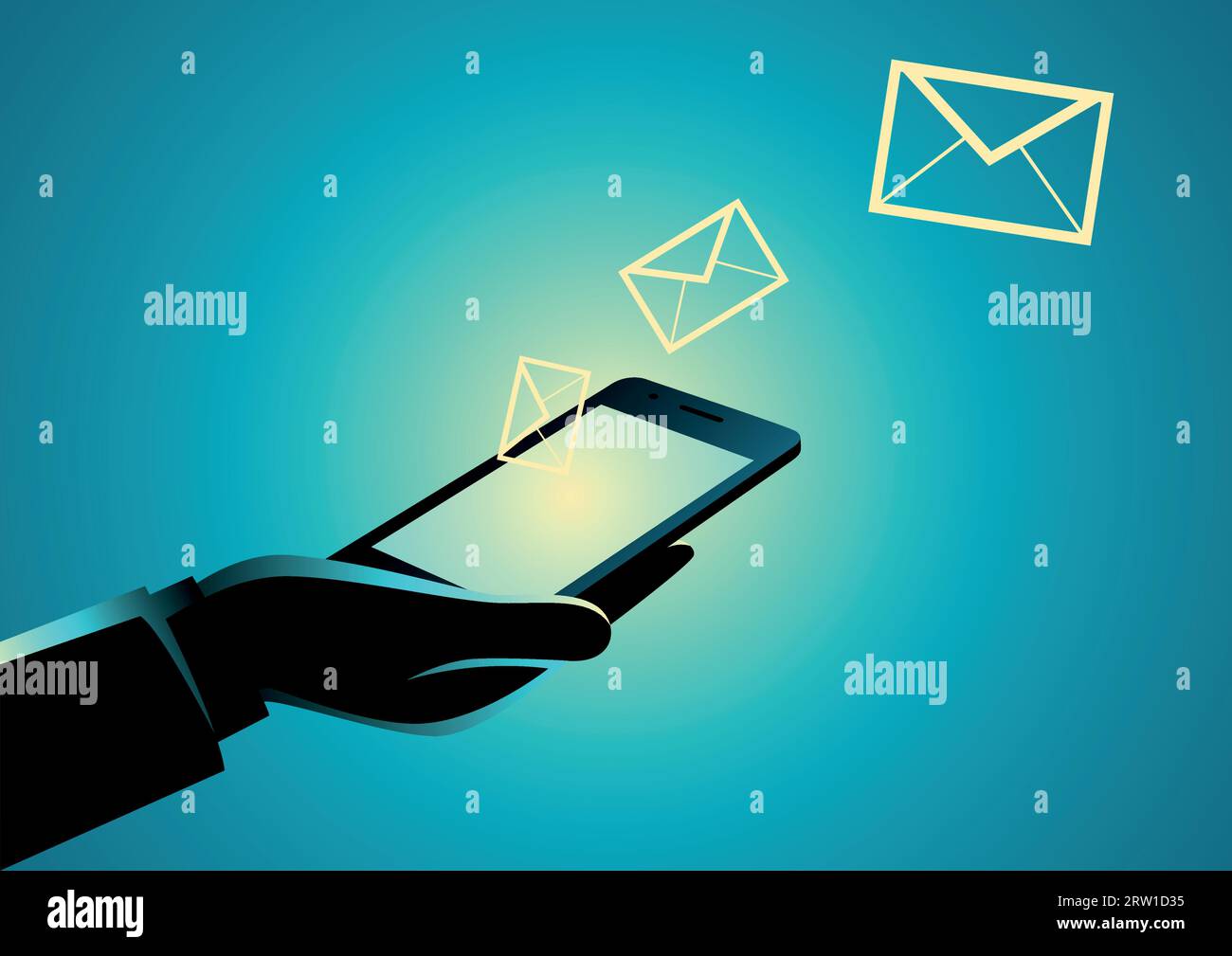 Vektordarstellung eines Handys mit E-Mail-Symbolen Stock Vektor