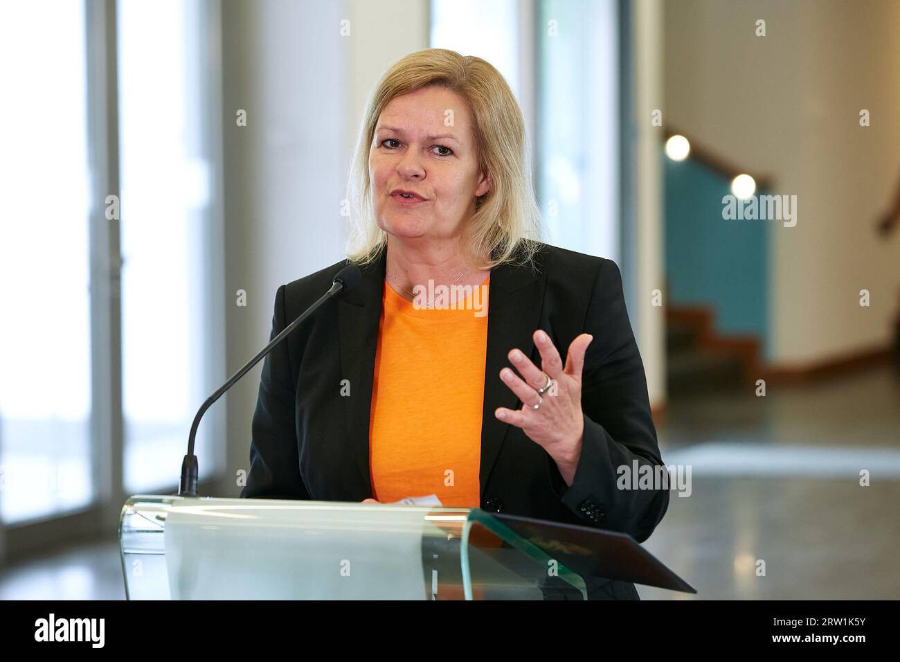 24.05.2023, Deutschland, Berlin, Berlin - Bundesinnenministerin Nancy Faeser (SPD) im Rahmen einer Presseerklärung zum Digitalen Verwaltungspaket Stockfoto