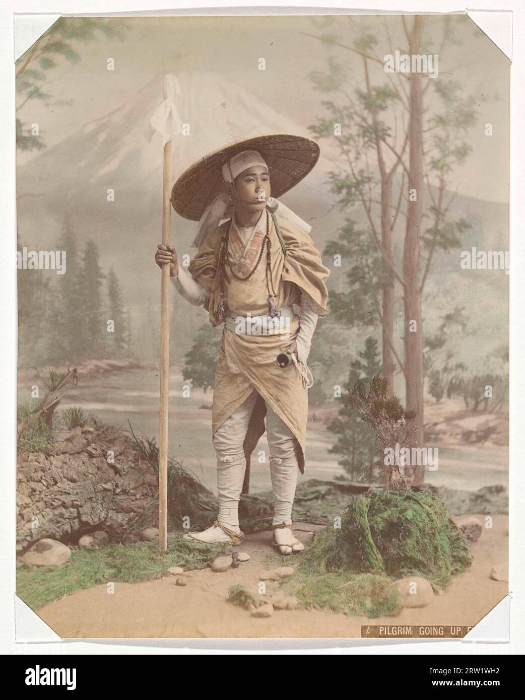Porträt eines Pilgers auf dem Weg zum Fuji, anonym, 1890 - 1894 Stockfoto