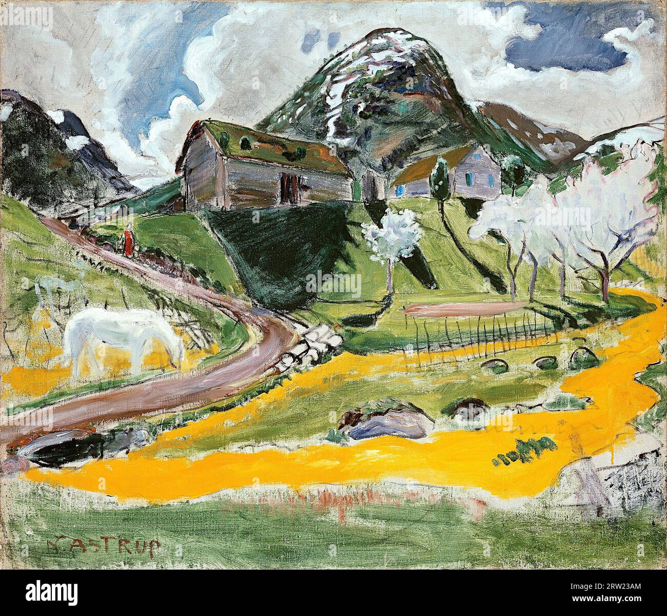 Nikolai Astrup - das Weiße Pferd im Frühjahr 1915 Stockfoto