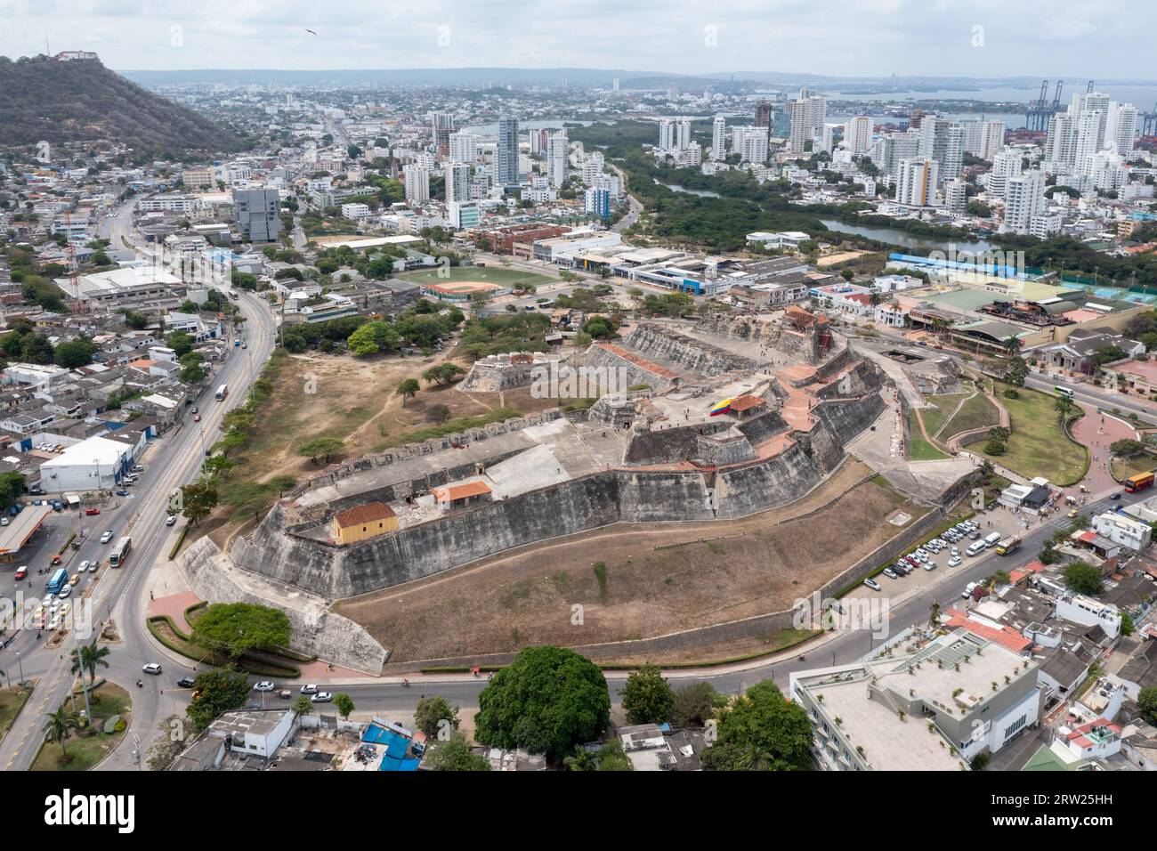 Medellin, Kolumbien - 17. April 2022: Historische Festung und Burg Castillo San Felipe de Barajas, Cartagena de Indias, kolumbianische Karibik. Stockfoto