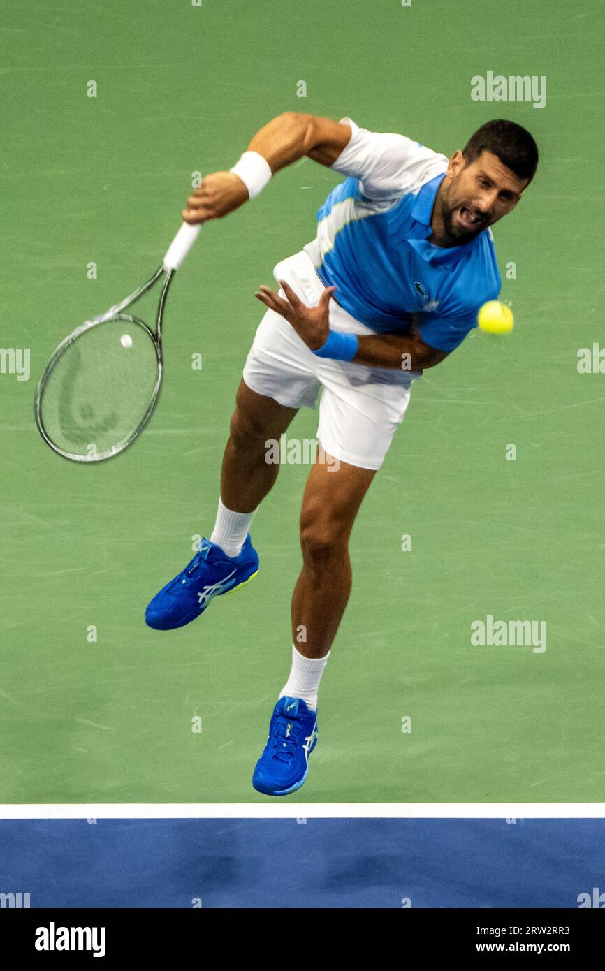 Novak Djokovic (SBR) nahm an den Halbfinalen der Männer beim US Open Tennis 2023 Teil Stockfoto