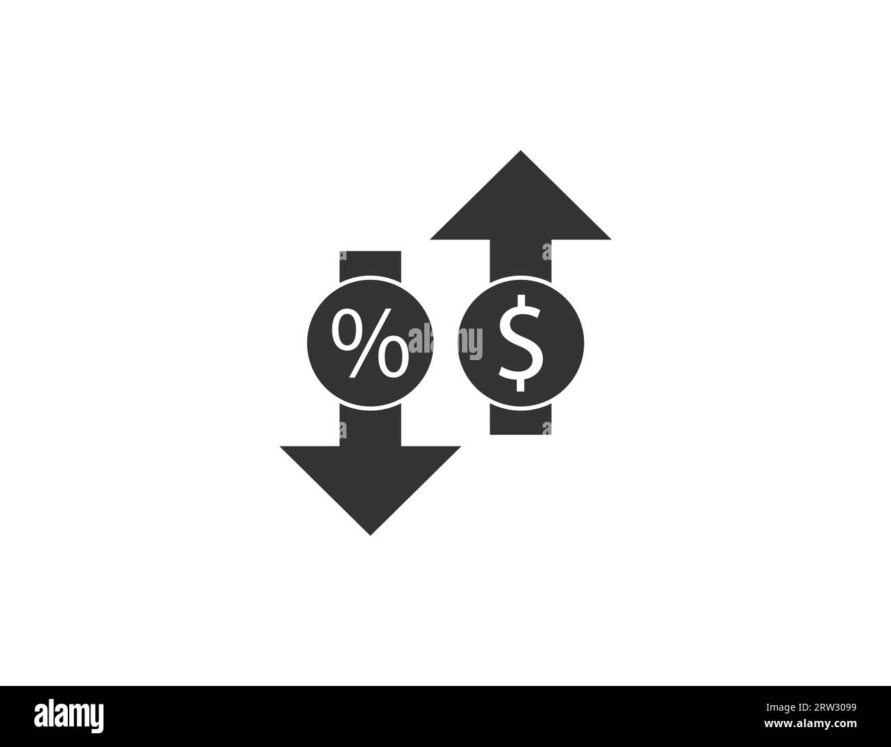 Provision, Pfeil, Prozentsymbol. Vektorillustration. Stock Vektor