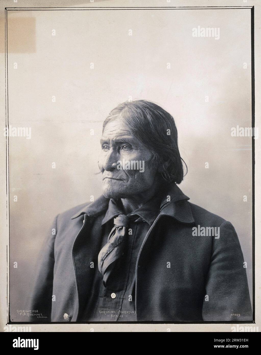 Geronimo, 1829–1909, Häuptling der Apache-Indianer. Foto: Platin-Druck von F.A. Rinehart 1898 Stockfoto