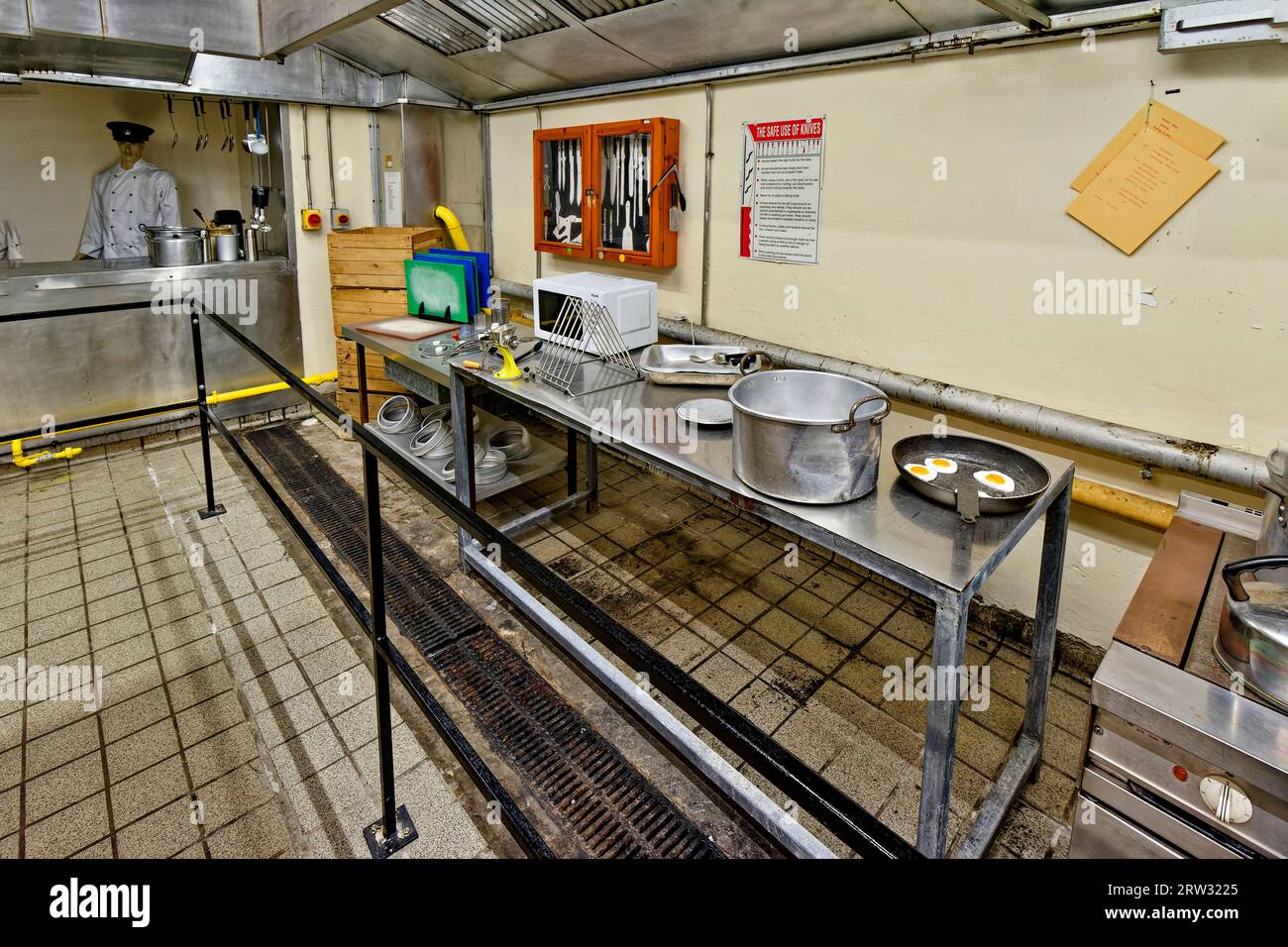 Peterhead Prison Museum Aberdeenshire Schottland Innenraum der Küchenbereich mit Kochutensilien Stockfoto
