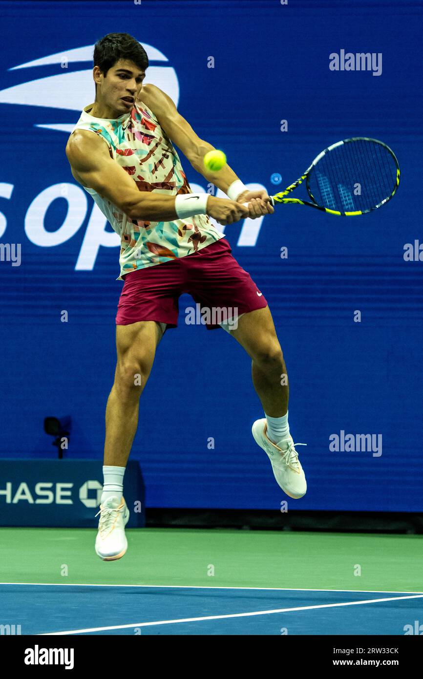 Carlos Alcaraz (ESP) nahm an den Halbfinalen der Männer beim US Open Tennis 2023 Teil Stockfoto
