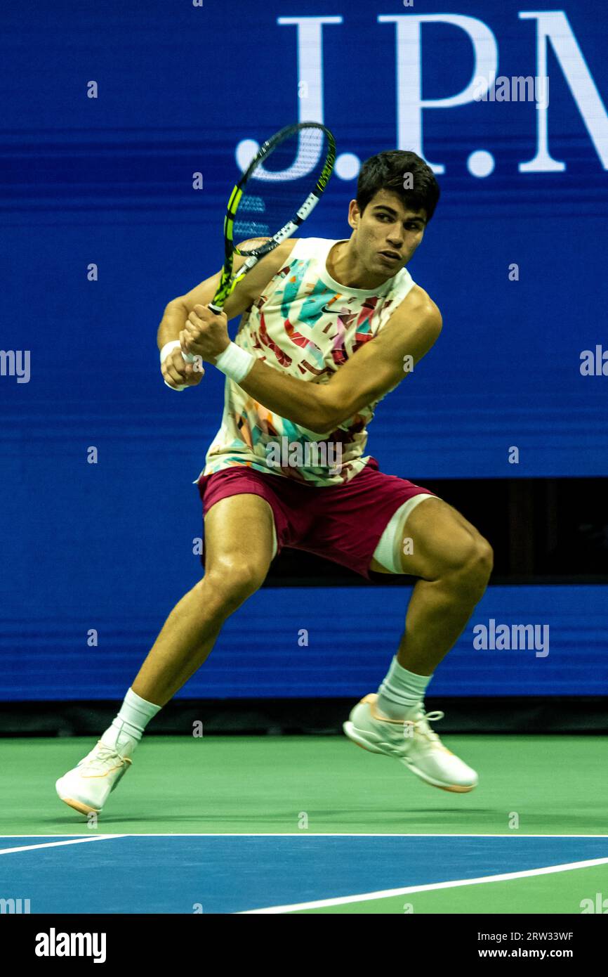 Carlos Alcaraz (ESP) nahm an den Halbfinalen der Männer beim US Open Tennis 2023 Teil Stockfoto