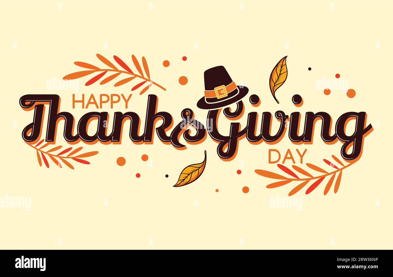 Happy Thanksgiving Day with Herbstlaub Template Background. Vektorillustration Stock Vektor