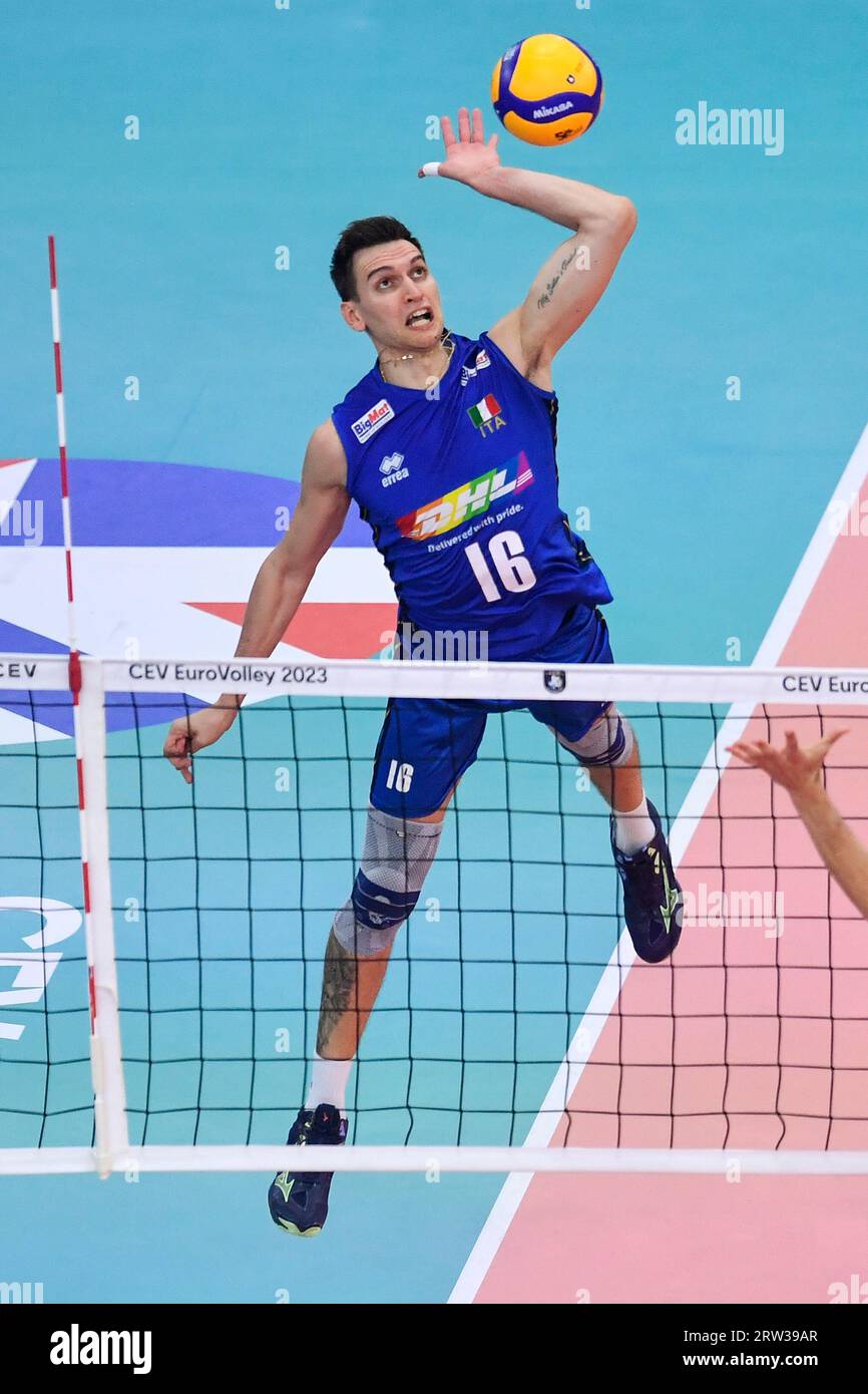 Rom, Italien. September 2023. Yuri Romano von Italien während des CEV EuroVolley Männer Endspiels 2023 zwischen Italien und Polen im Palazzetto dello Sport in Rom (Italien), 16. September 2023. Quelle: Insidefoto di andrea staccioli/Alamy Live News Stockfoto