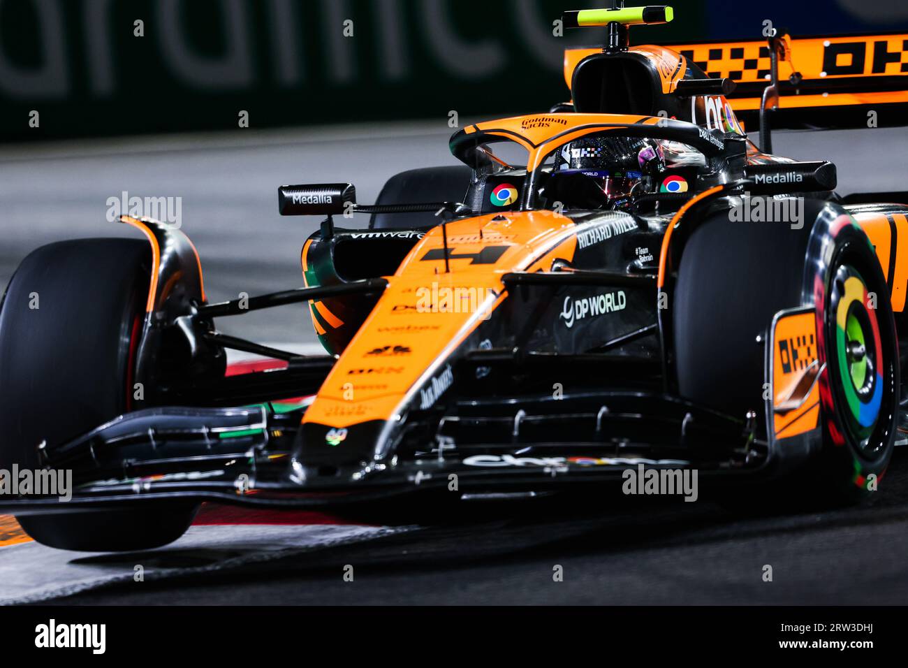 04 NORRIS Lando (gbr), McLaren F1 Team MCL60, Action während des Formel 1 Singapore Grand Prix 2023, 15. Runde der Formel-1-Weltmeisterschaft 2023 vom 15. Bis 17. September 2023 auf dem Marina Bay Street Circuit in Singapur Stockfoto