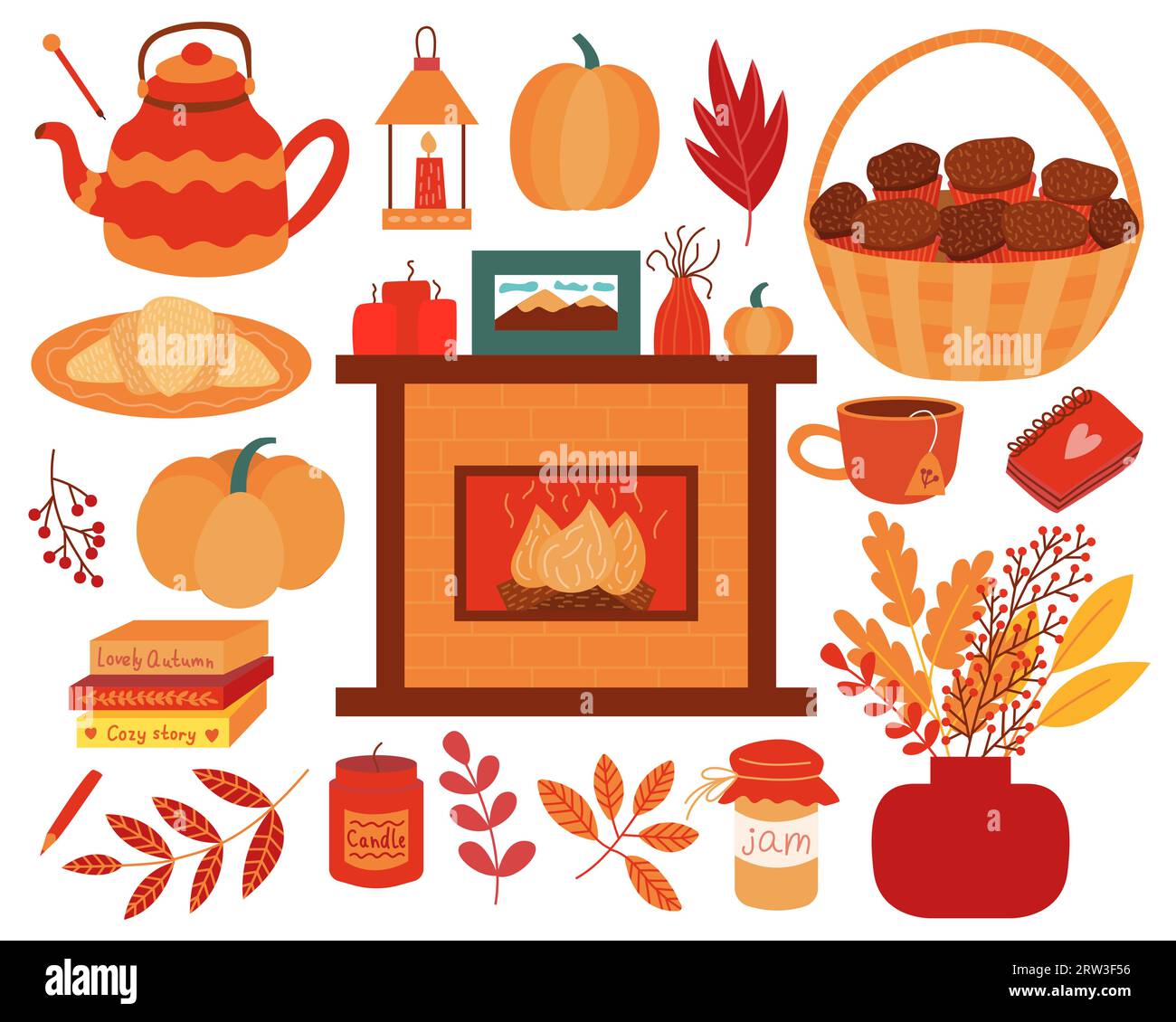 Bündel flacher Herbstelemente Stock Vektor