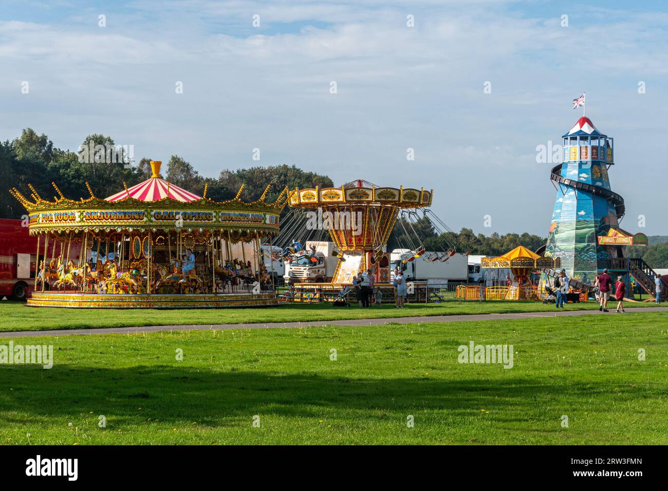 September 2023. Newbury Show kehrte heute zum ersten Mal seit der Pandemie zurück. Die Veranstaltung fand am Wochenende des 16. Und 17. September auf dem Newbury Showground, Berkshire, England, nach einer dreijährigen Lücke statt. Die Show, auch Royal County of Berkshire Show genannt, wurde von der Newbury & District Agricultural Society organisiert und war gut besucht. Auf dem Messegelände. Stockfoto