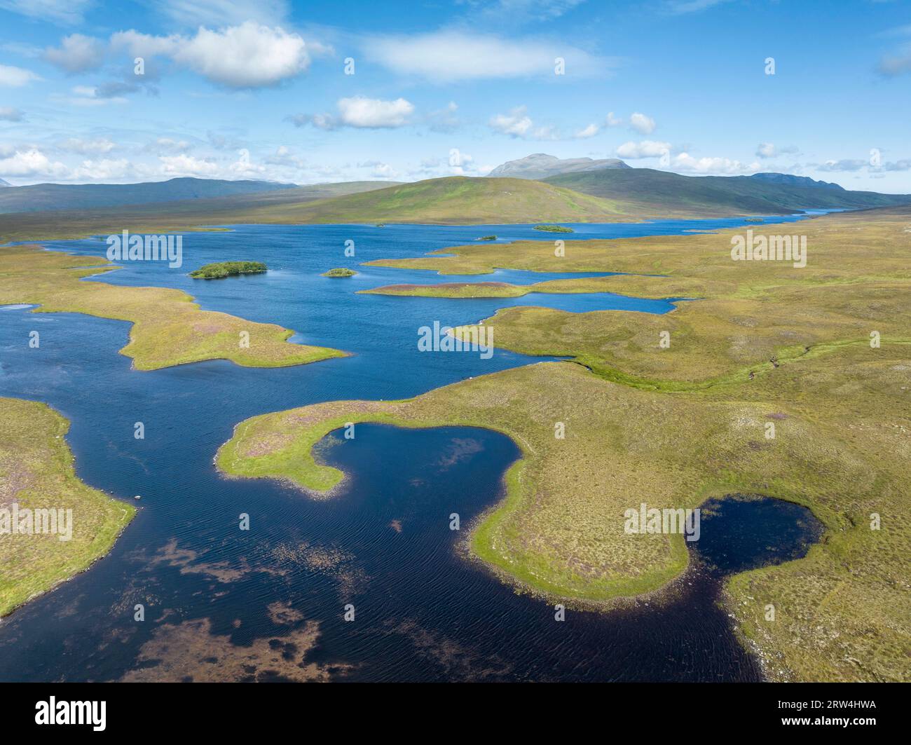 Luftaufnahme von Loch Meadie in den Northern Highlands, County Sutherland, Schottland, Vereinigtes Königreich Stockfoto