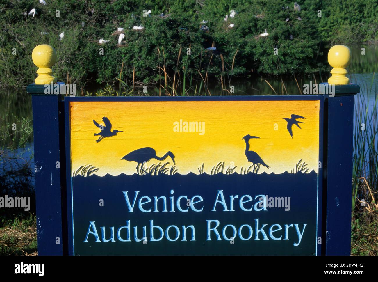 Rookery-Schild, Venice Area Audubon Rookery, Florida Stockfoto